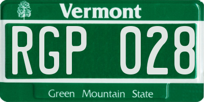 VT license plate RGP028