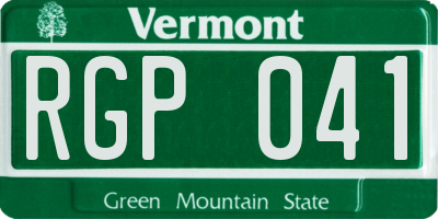 VT license plate RGP041