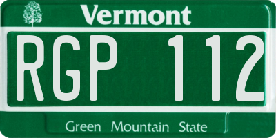 VT license plate RGP112