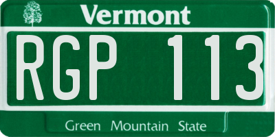 VT license plate RGP113