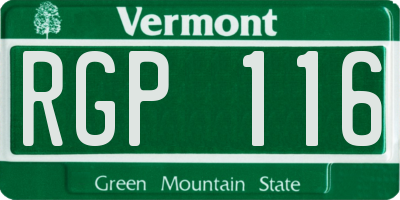 VT license plate RGP116