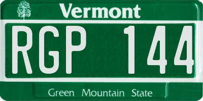VT license plate RGP144