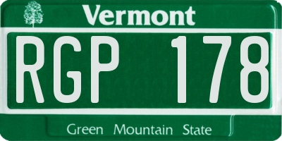 VT license plate RGP178