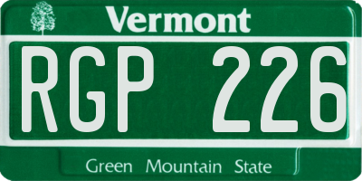 VT license plate RGP226