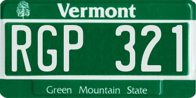 VT license plate RGP321