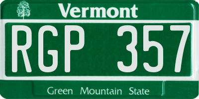 VT license plate RGP357