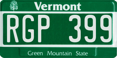 VT license plate RGP399