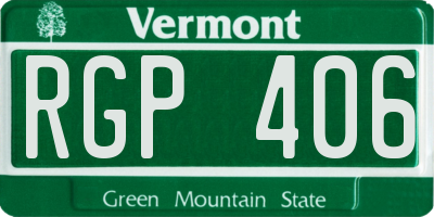 VT license plate RGP406