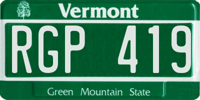 VT license plate RGP419