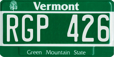 VT license plate RGP426