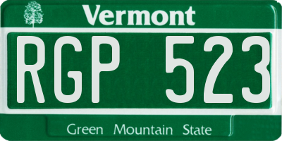 VT license plate RGP523