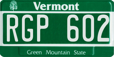 VT license plate RGP602