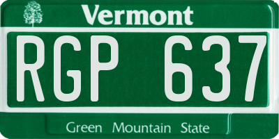 VT license plate RGP637