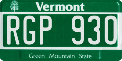 VT license plate RGP930