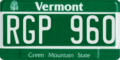 VT license plate RGP960