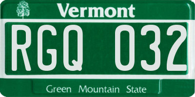 VT license plate RGQ032