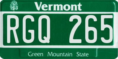 VT license plate RGQ265
