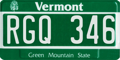 VT license plate RGQ346