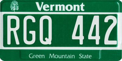 VT license plate RGQ442
