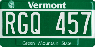 VT license plate RGQ457