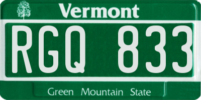 VT license plate RGQ833