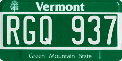 VT license plate RGQ937