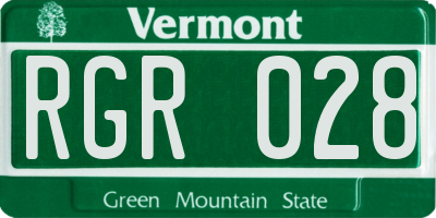 VT license plate RGR028