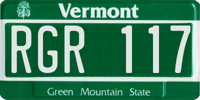 VT license plate RGR117