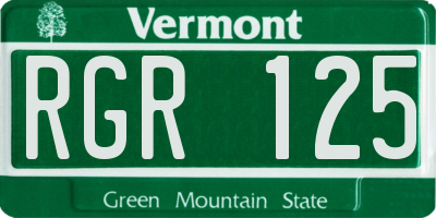VT license plate RGR125