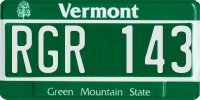 VT license plate RGR143