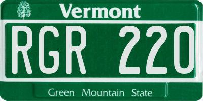 VT license plate RGR220