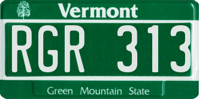 VT license plate RGR313