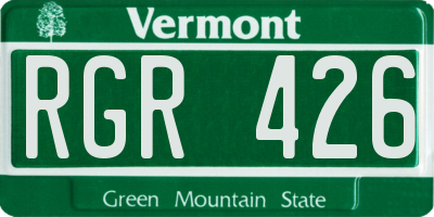 VT license plate RGR426