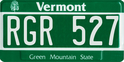 VT license plate RGR527