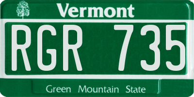 VT license plate RGR735
