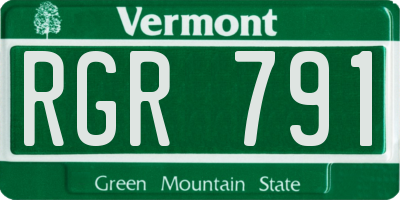 VT license plate RGR791