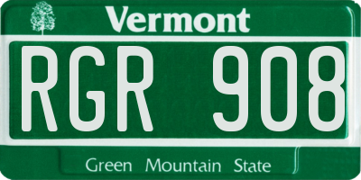 VT license plate RGR908