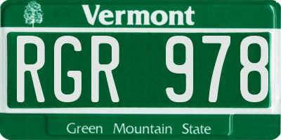 VT license plate RGR978