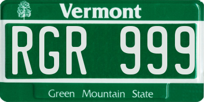 VT license plate RGR999