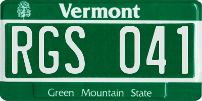 VT license plate RGS041