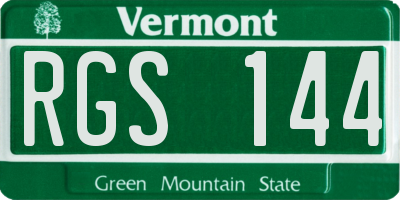 VT license plate RGS144