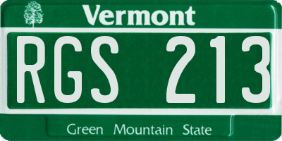 VT license plate RGS213