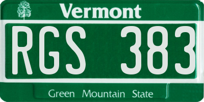 VT license plate RGS383