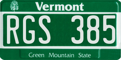 VT license plate RGS385