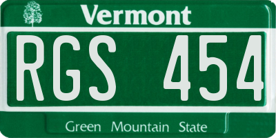 VT license plate RGS454