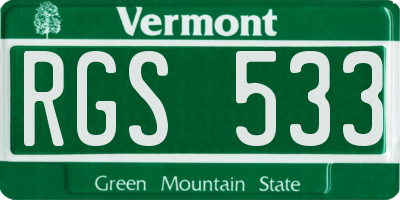 VT license plate RGS533