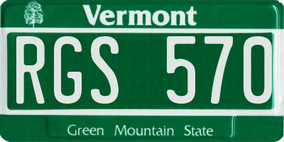 VT license plate RGS570