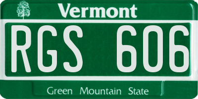 VT license plate RGS606