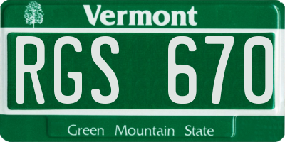 VT license plate RGS670