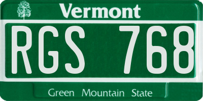VT license plate RGS768